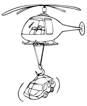 Helikopter boyama sayfası,  coloring page, Araba ile Helikopter, 