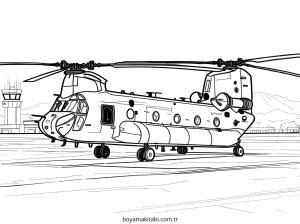 Helikopter boyama sayfası – boyama çalışması, yaratıcılığı geliştirir
