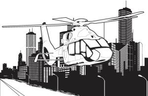 Helikopter boyama sayfası,  coloring page, Şehirdeki Helikopter, 