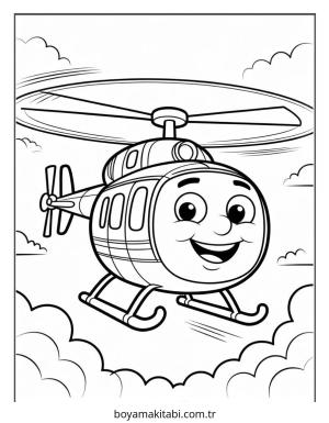 Helikopter boyama sayfası – boyama çalışması, yaratıcılığı geliştirir