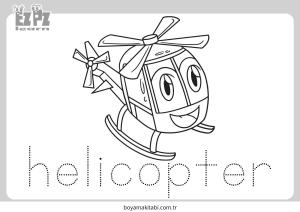 Helikopter boyama sayfası – çocuk aktivitesi, PDF indir