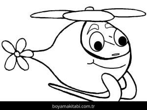 Helikopter boyama sayfası – çocuklar için, çizgi film temalı