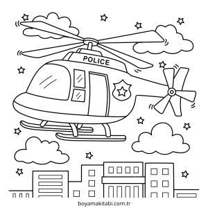 Helikopter boyama sayfası – çizgi film temalı, basit çizim