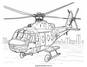 Helikopter boyama sayfası – sanatsal çalışma, çocuklar için