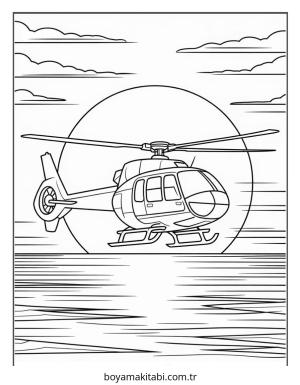 Helikopter boyama sayfası – eğlenceli etkinlik, el becerilerini geliştirir