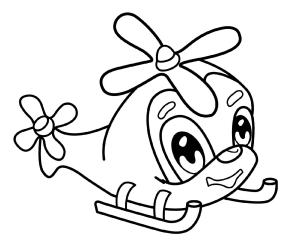 Helikopter boyama sayfası,  coloring page, Sevimli çizgi Helikopter, 