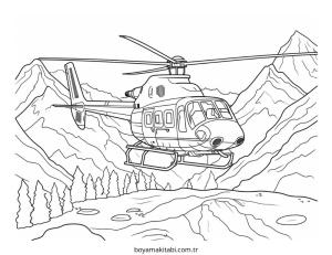 Helikopter boyama sayfası – el becerilerini geliştirir, boyama çalışması