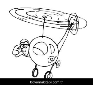 Helikopter boyama sayfası – çizgi film temalı, basit çizim