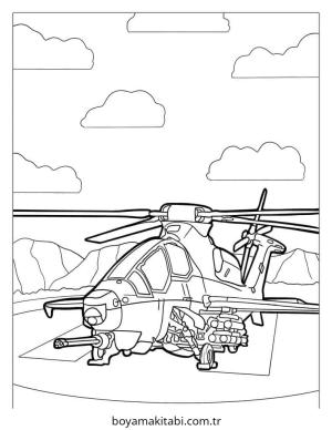Helikopter boyama sayfası – evde etkinlik, ücretsiz yazdır