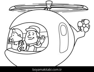 Helikopter boyama sayfası – evde etkinlik, ücretsiz yazdır