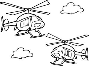 Helikopter boyama sayfası,  coloring page, Uçan İki Helikopter, 