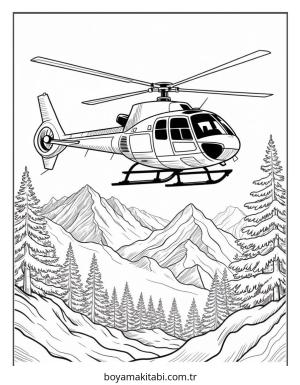 Helikopter boyama sayfası – çocuk aktivitesi, PDF indir