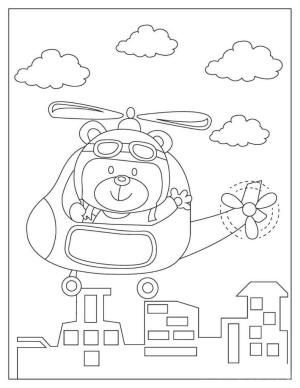 Helikopter boyama sayfası,  coloring page, Helikopterde Ayı, 