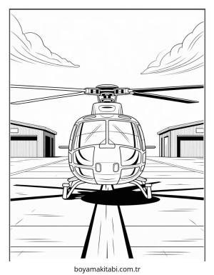 Helikopter boyama sayfası – sevimli karakter, sanatsal çalışma