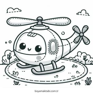 Helikopter boyama sayfası – renkli çizimler, okul öncesi