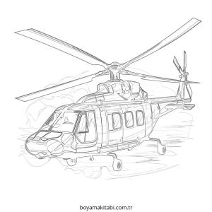 Helikopter boyama sayfası – çocuk aktivitesi, PDF indir