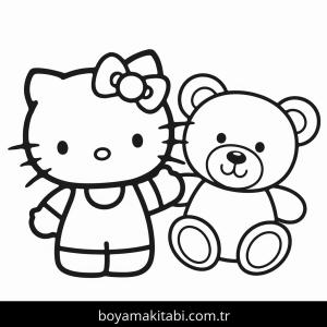 Hello Kitty boyama sayfası – sanatsal çalışma, çocuklar için