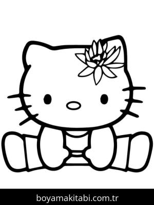 Hello Kitty boyama sayfası – çizgi film temalı, basit çizim