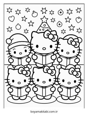 Hello Kitty boyama sayfası – basit çizim, kolay boyama