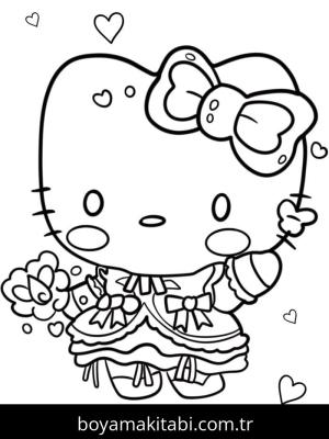 Hello Kitty boyama sayfası – yaratıcılığı geliştirir, keyifli zaman