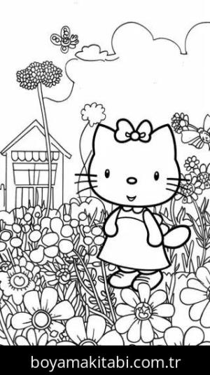 Hello Kitty boyama sayfası – boyama çalışması, yaratıcılığı geliştirir