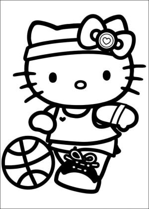 Hello Kitty boyama sayfası, Hello Kitty coloring page, Hello Kitty futbol Oynuyor,