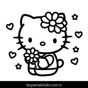 Hello Kitty boyama sayfası – basit çizim, kolay boyama