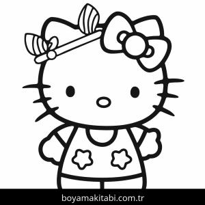 Hello Kitty boyama sayfası – çizgi film temalı, basit çizim