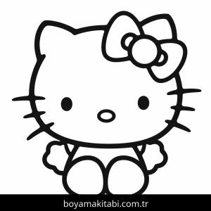 Hello Kitty boyama sayfası – basit çizim, kolay boyama