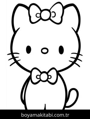 Hello Kitty boyama sayfası – basit çizim, kolay boyama