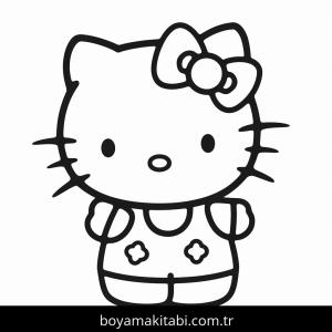 Hello Kitty boyama sayfası – çizgi film temalı, basit çizim