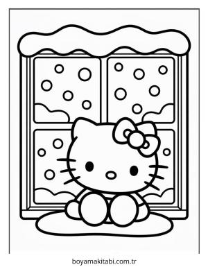 Hello Kitty boyama sayfası – boyama çalışması, yaratıcılığı geliştirir