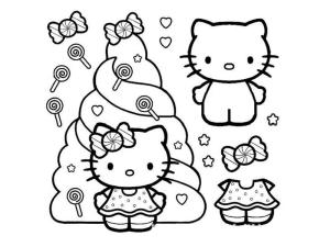 Hello Kitty boyama sayfası, Hello Kitty coloring page, Tatlılar ile Hello Kitty,