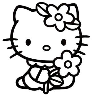 Hello Kitty boyama sayfası, Hello Kitty coloring page, Hello Kitty Tutma Çiçeği,