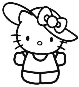 Hello Kitty boyama sayfası, Hello Kitty coloring page, Şapkalı Hello Kitty,