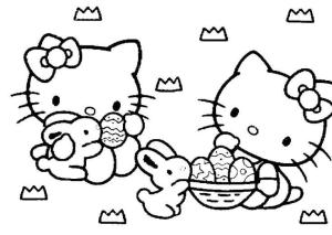 Hello Kitty boyama sayfası, Hello Kitty coloring page, Paskalya Yumurtalı Hello Kitty,