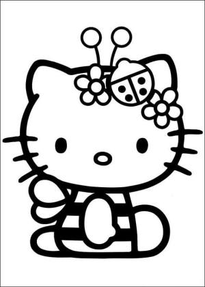Hello Kitty boyama sayfası, Hello Kitty coloring page, Hello Kitty Oturan,