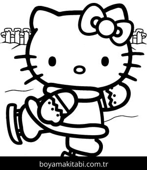Hello Kitty boyama sayfası – basit çizim, kolay boyama