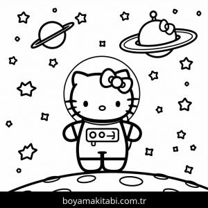 Hello Kitty boyama sayfası – sanatsal çalışma, çocuklar için
