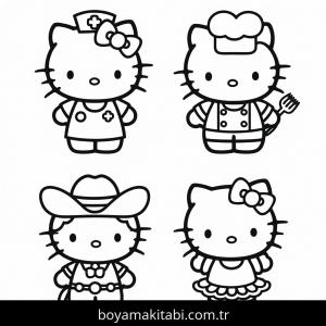 Hello Kitty boyama sayfası – eğlenceli etkinlik, el becerilerini geliştirir