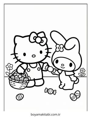 Hello Kitty boyama sayfası – okul öncesi, evde etkinlik