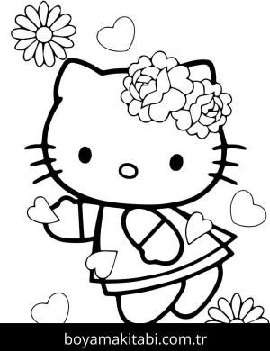 Hello Kitty boyama sayfası – el becerilerini geliştirir, boyama çalışması