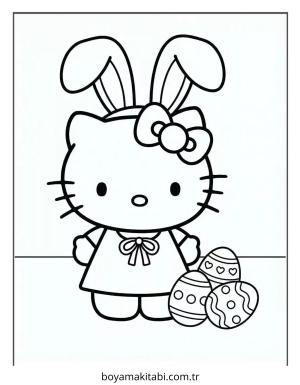 Hello Kitty boyama sayfası – el becerilerini geliştirir, boyama çalışması