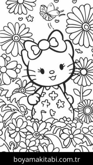 Hello Kitty boyama sayfası – yaratıcılık, eğlenceli etkinlik