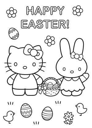 Hello Kitty boyama sayfası, Hello Kitty coloring page, Mutlu Paskalyalar’da Hello Kitty,