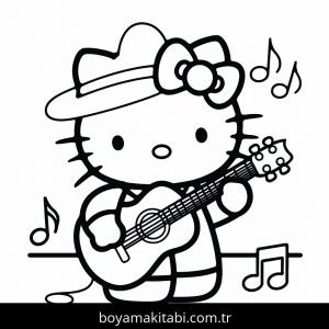 Hello Kitty boyama sayfası – basit çizim, kolay boyama