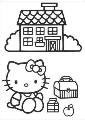 Hello Kitty boyama sayfası, Hello Kitty coloring page, Evin Dışında Oturan Hello Kitty,