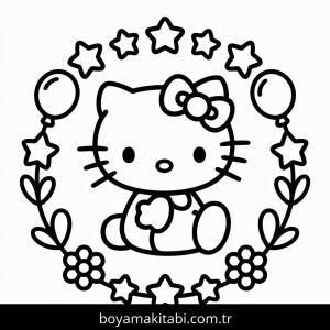 Hello Kitty boyama sayfası – el becerilerini geliştirir, boyama çalışması