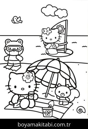 Hello Kitty boyama sayfası – okul öncesi, evde etkinlik