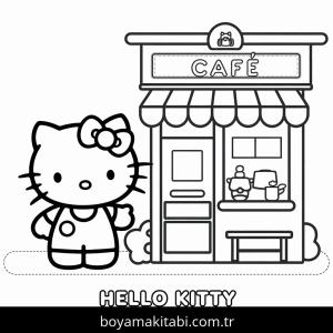 Hello Kitty boyama sayfası – sevimli karakter, sanatsal çalışma